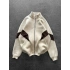 Parçalı Şardonlu Unisex Hırka-Krem