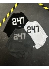 247 Sırt Baskılı Unisex Oversize Tshirt - Siyah