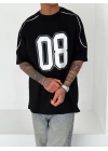 08 Baskılı Oversize Unisex Tshirt-Siyah