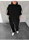 Yan Şeritli Unisex Eşofman Takımı -Siyah