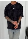 SW Yıkamalı Oversize Unisex Tişört - Siyah