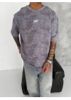 SW Yıkamalı Oversize Unisex Tişört - Gri