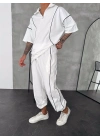 Fermuarlı Unisex Eşofman Takımı-Beyaz