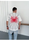Spider Oversize Unisex Tişört - Beyaz