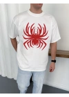 Spider Oversize Unisex Tişört - Beyaz
