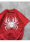 Spider Oversize Unisex Tişört - Kırmızı