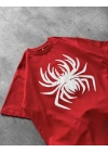 Spider Oversize Unisex Tişört - Kırmızı