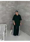 Çıtçıtlı Unisex Oversize Eşofman Takımı-Yeşil
