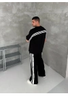 Çıtçıtlı Unisex Oversize Eşofman Takımı-Siyah