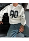 80 Şardonlu Unisex Sweatshirt-Beyaz