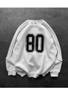 80 Şardonlu Unisex Sweatshirt-Beyaz