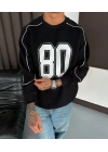 80 Şardonlu Unisex Sweatshirt-Siyah