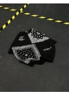 Bandana Ön Baskı Oversize Unisex Tshirt - Siyah