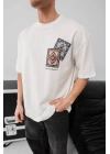 Bandana Sırt Baskı Unisex Tshirt - Beyaz