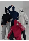 Full Zip Spider Unisex Şardonlu Hoodie-Bordo