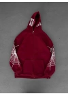 Full Zip Spider Unisex Şardonlu Hoodie-Bordo