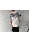 Grey Art Oversize Unisex Tshirt - Beyaz