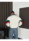 ITL Kol Parçalı Unisex Sweatshirt-Beyaz