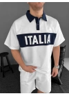 İTL Unisex Şortlu Takım - Beyaz