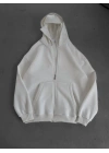 Maskeli Basic Şardonlu Unisex Hırka-Beyaz