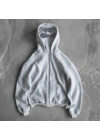 Maskeli Basic Şardonlu Unisex Hırka-Gri