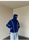 Reflektör Detaylı Maskeli Hoodie-Lacivert