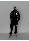 Reflektörlü Maskeli Unisex Eşofman Takımı-Siyah