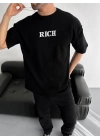 Rich Sırt Baskılı Unisex Tshirt - Siyah