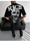 Rich Sırt Baskılı Unisex Tshirt - Siyah