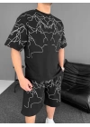 Şimşek Desen Unisex Şortlu Takım