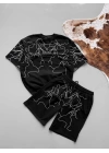 Şimşek Desen Unisex Şortlu Takım