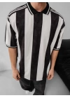 Taraftar Unisex Polo Yaka Tshirt - Siyah Beyaz
