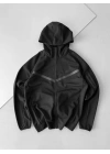 Tech Kapüşonlu Unisex Hırka-Siyah