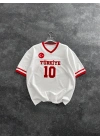 TR 10 Unisex Oversize Tshirt-Beyaz