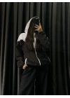 Wooyoung Kapüşonlu Oversize Paraşüt Ceket-Siyah