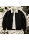 Yaka Kürk Detay Unisex Bomber Ceket