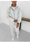 Yan Şeritll Şardonlu Unisex Eşofman Takımı-Gri