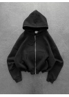 Yarasa Kalıp Şardonlu Unisex Hırka-Siyah