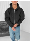 Yarasa Kalıp Şardonlu Unisex Hırka-Siyah