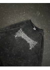 Yıkamalı Ön Desen Oversize Unisex Tshirt