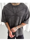 Yıkamalı Tasarım Oversize Tshirt - Antrasit