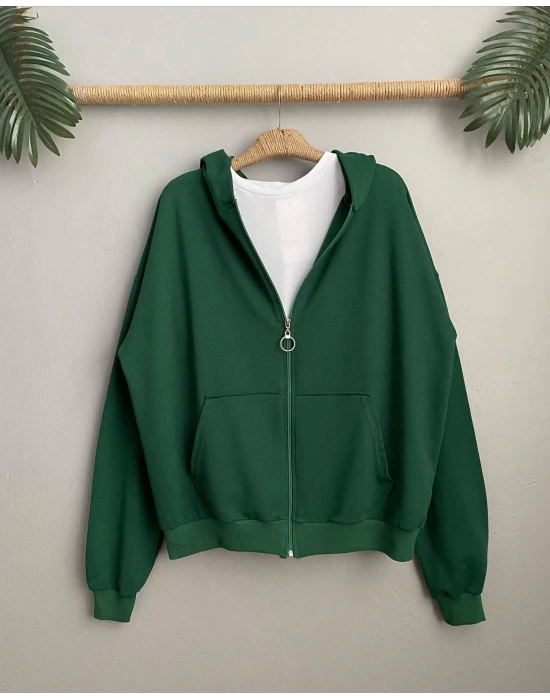 Kapüşonlu Unisex Basic Hırka