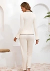 Kadın Şık Krem Fiyonk Detaylı Yumuşak Pamuklu Pijama Takımı