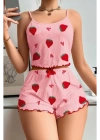 Kadın Pembe Pamuklu Çilek Desenli Şortlu Pijama Takımı