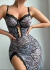 Zebra Noir Gecelik Takımı(Tanga Hediyeli)