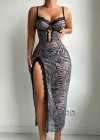 Zebra Noir Gecelik Takımı(Tanga Hediyeli)