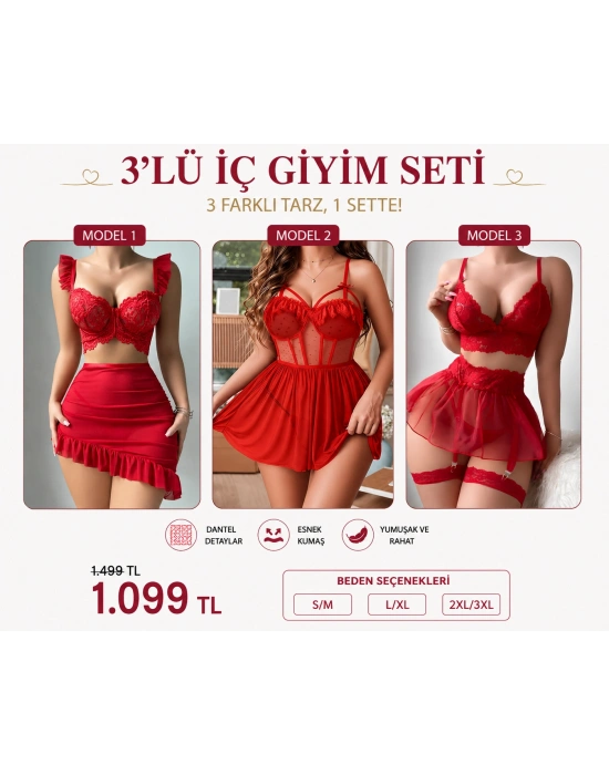 3LÜ KIRMIZI ÖZEL SET