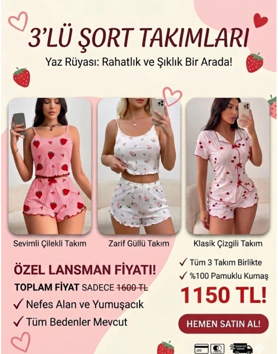 3lü ŞORT TAKIMLARI