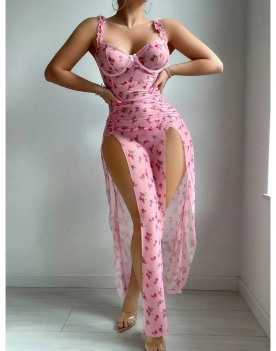 Şeker Pembesi (Tanga Hediyeli) Gecelik
