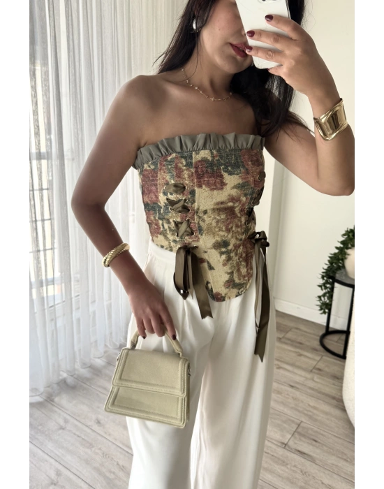 Vintage Desen Kurdeleli Korse